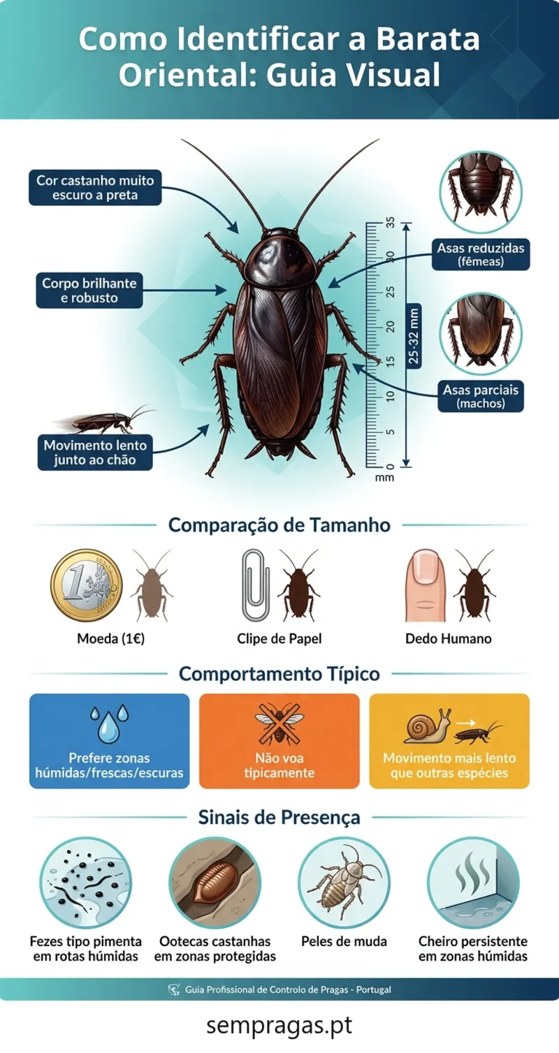 Infográfico: como identificar a barata oriental — guia visual