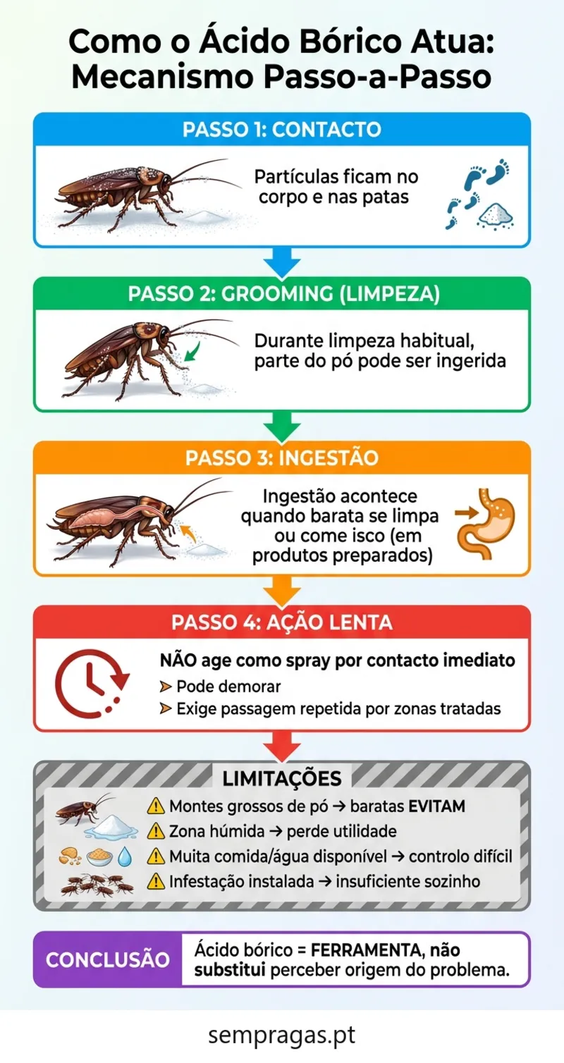 Infográfico: como o ácido bórico atua nas baratas