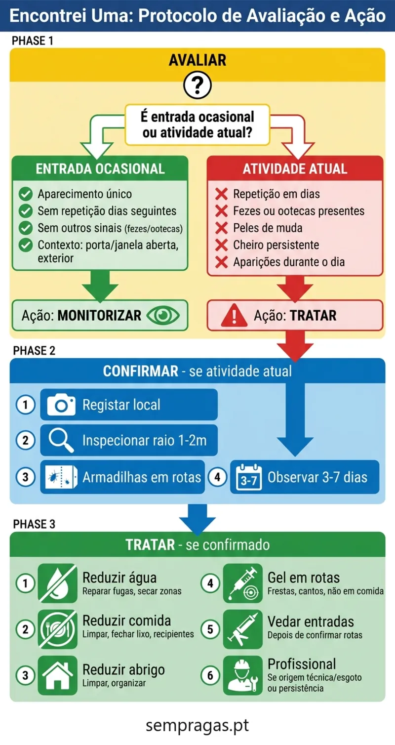 Infográfico: encontrou uma barata americana — protocolo de avaliação e ação