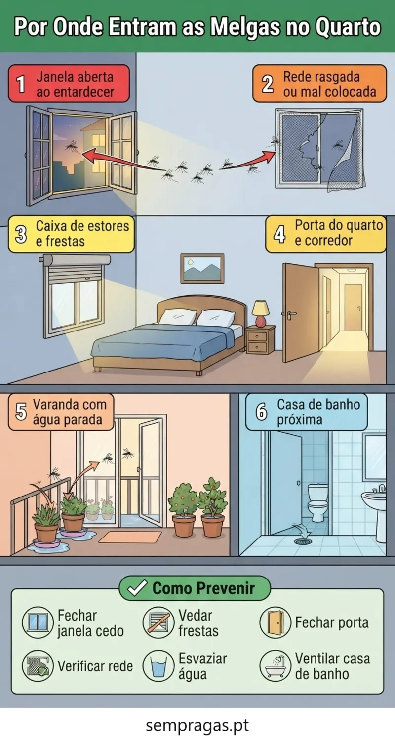 Infográfico: por onde entram as melgas no quarto